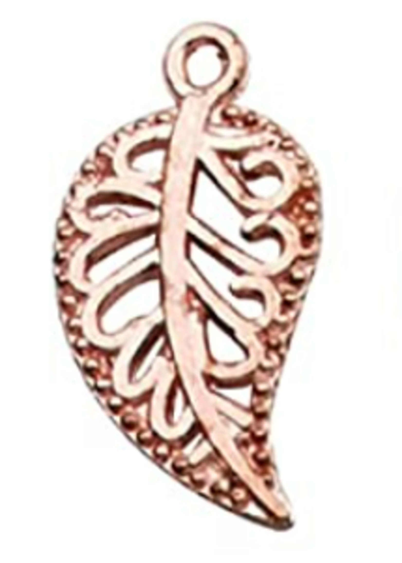 Hollow Filigree Leaf Charms 5pc Rose Gold
