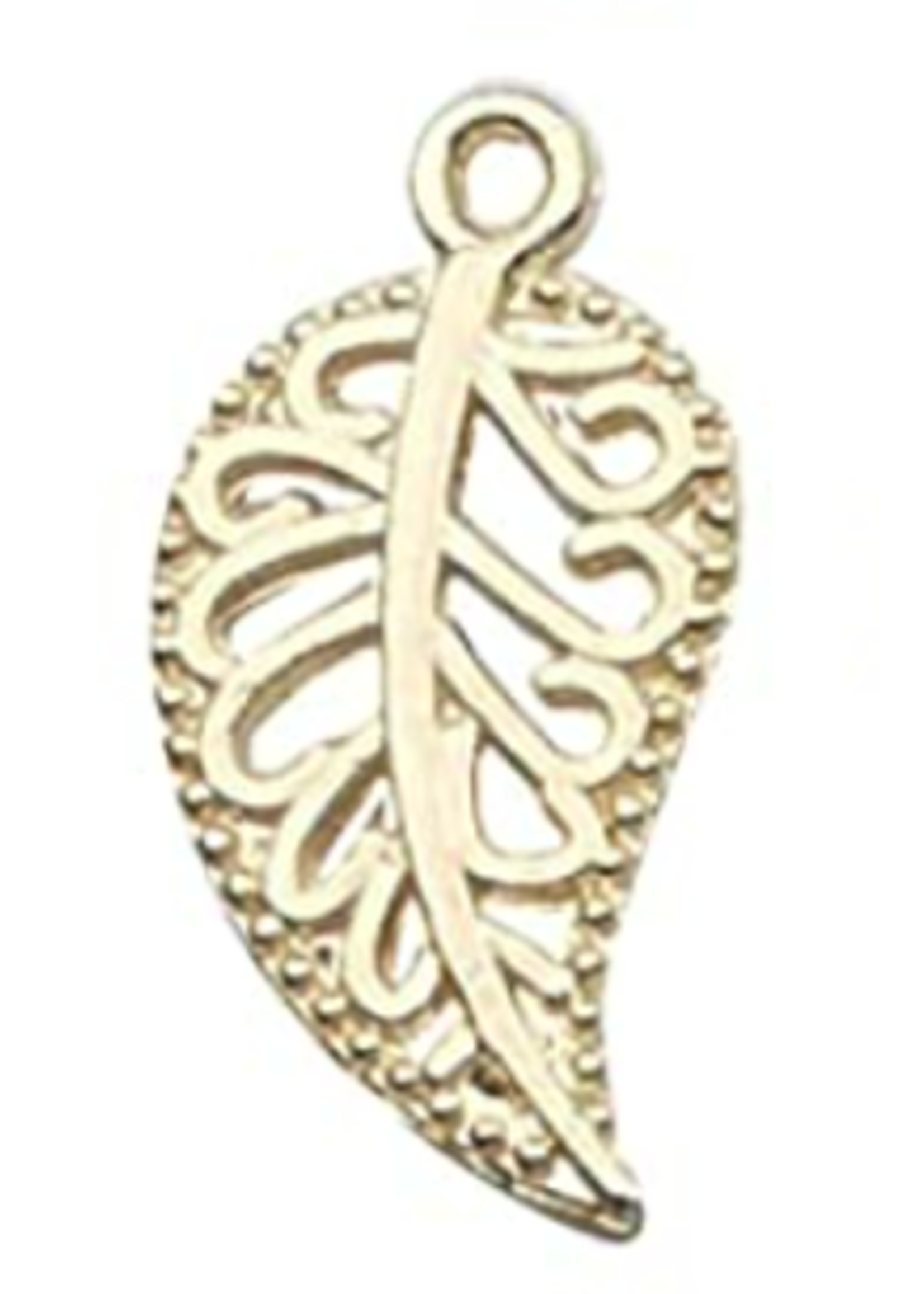 Hollow Filigree Leaf Charms 5pc KC Gold