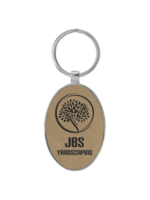 Leatherette Oval Keychain 3x1.75" Light Brown