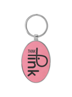 Leatherette Oval Keychain 3x1.75" Pink