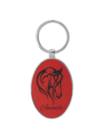 Leatherette Oval Keychain 3x1.75" Red