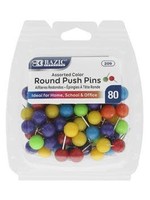 Bazic Basics Push Pins Round Assorted 80pc