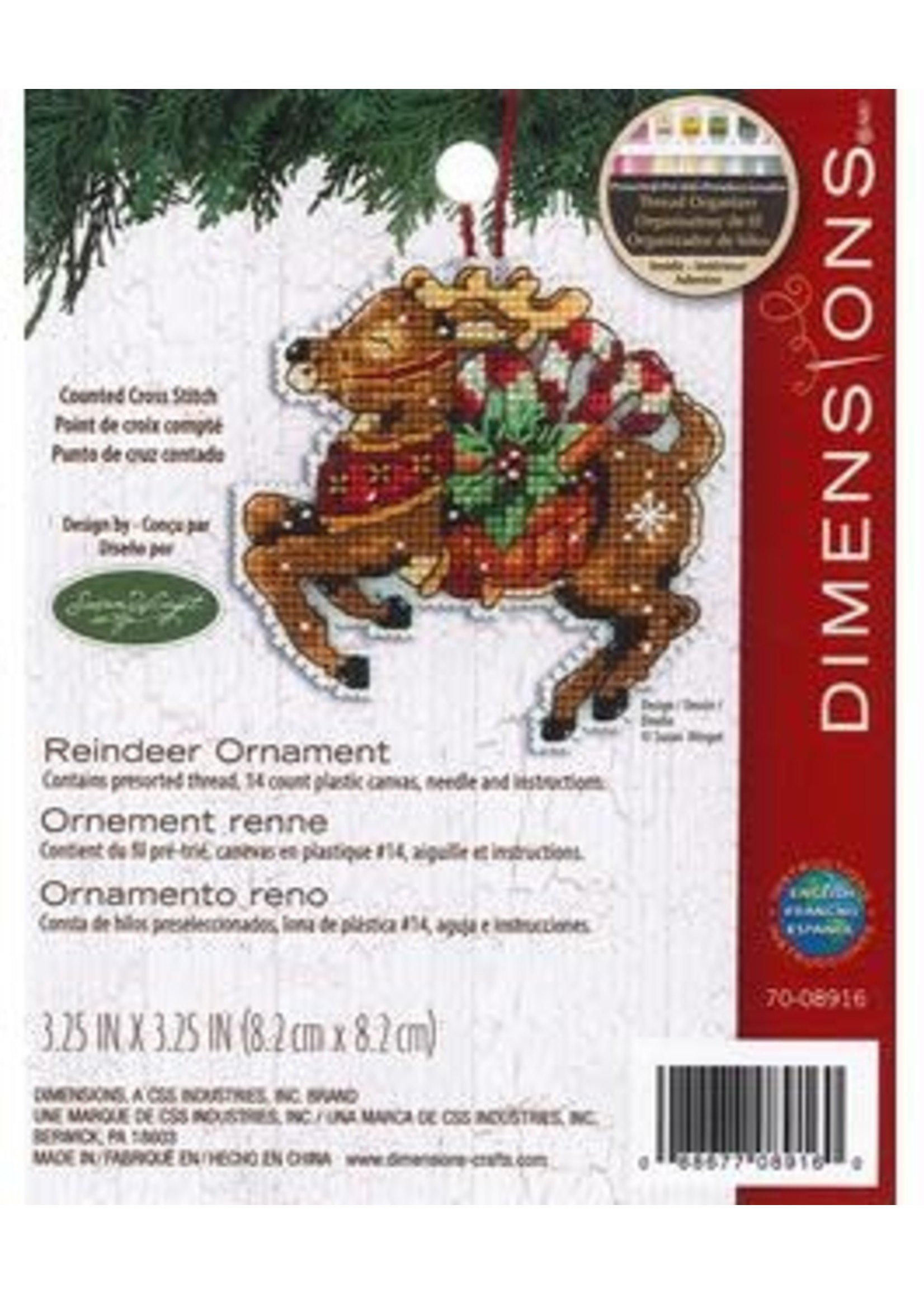 Dimensions Cross Stitch Kit 3.25x4.25" Ornament Reindeer