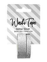 PA Essentials Washi Tape 8mm & 15mm x 3m Glitter Silver