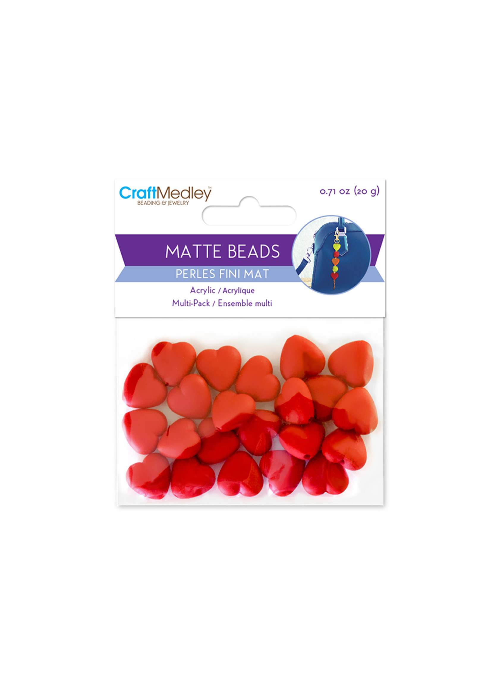 Acrylic Red Heart Beads 20g