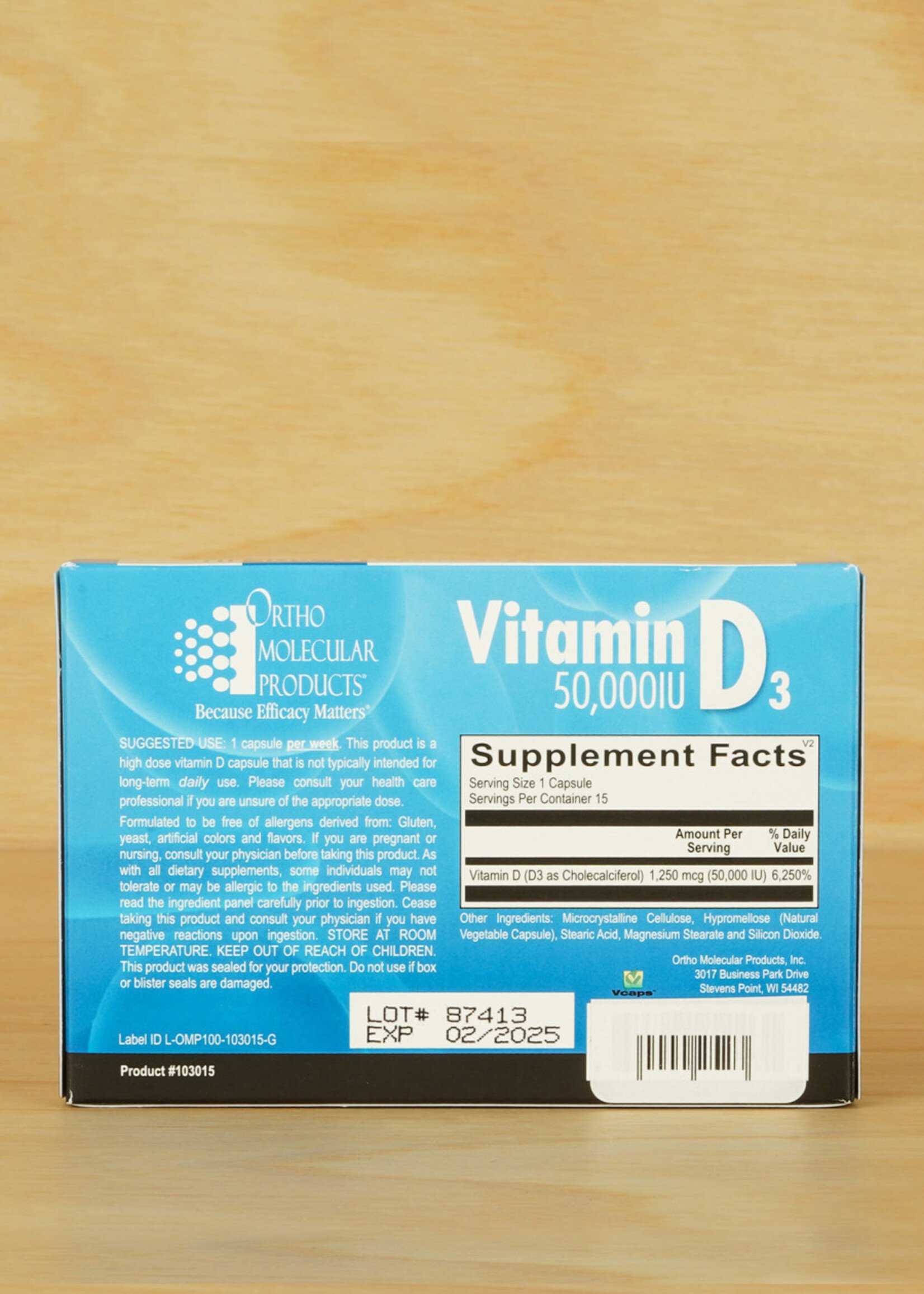 Ortho Molecular Vitamin D3 50,000 IU