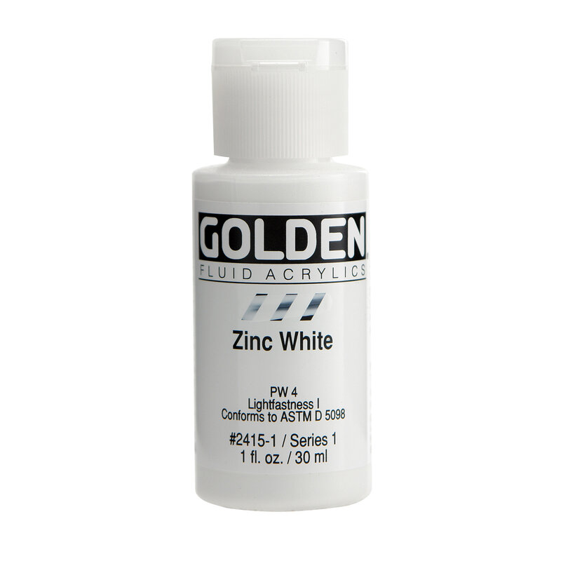 Golden Fluid Acrylics, 1 oz. Bottles, Zinc White