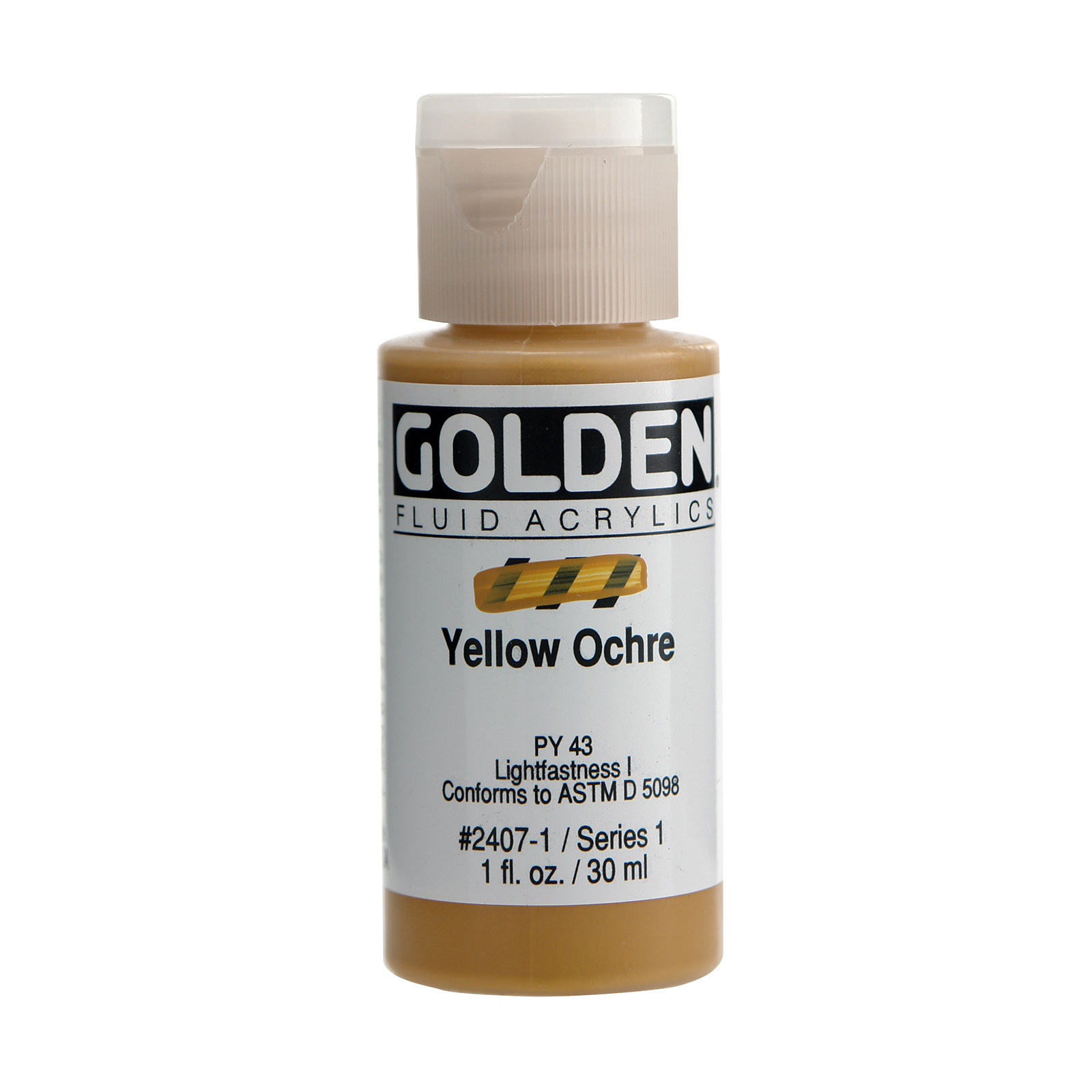 Golden Fluid Acrylics, 1 oz. Bottles, Yellow Ochre