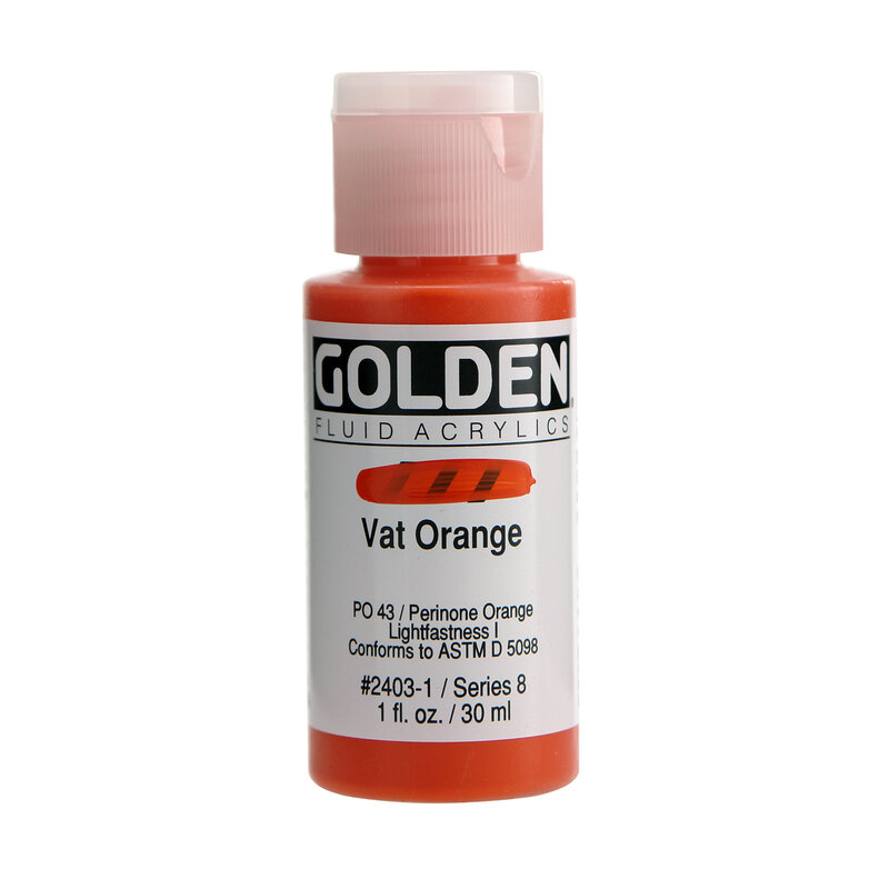 Golden Fluid Acrylics, 1 oz. Bottles, Vat Orange