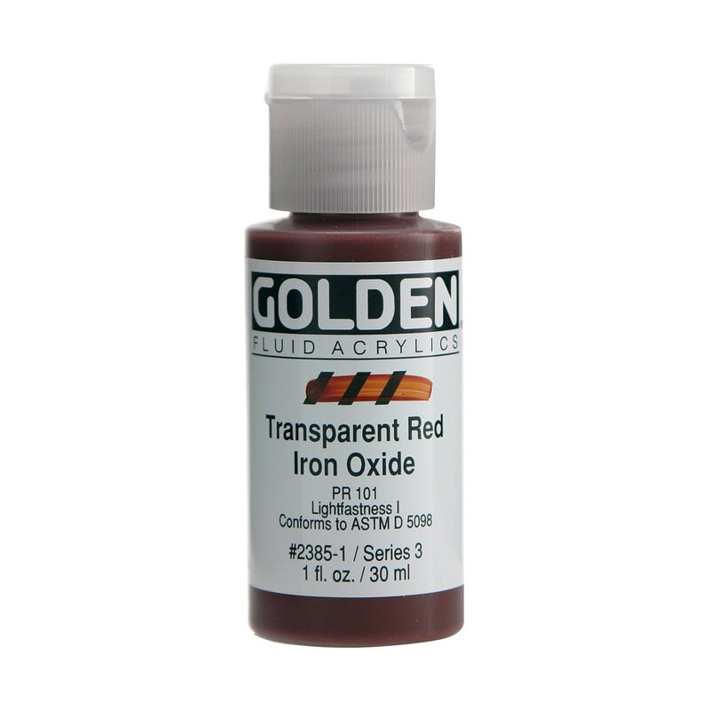 Golden Fluid Acrylics, 1 oz. Bottles, Transparent Red Iron Oxide