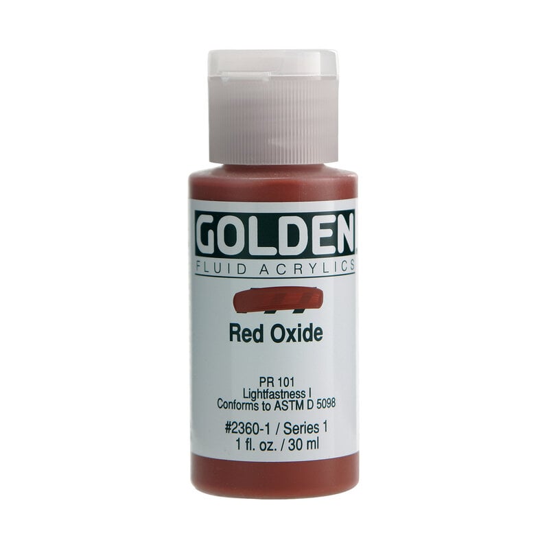Golden Fluid Acrylics, 1 oz. Bottles, Red Oxide