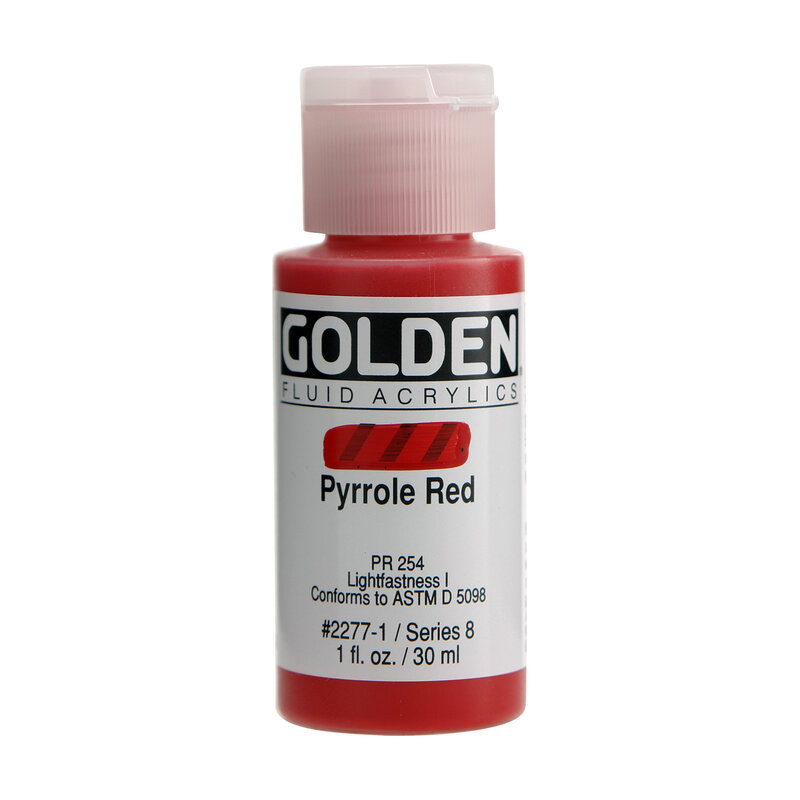 Golden Fluid Acrylics, 1 oz. Bottles, Pyrrole Red