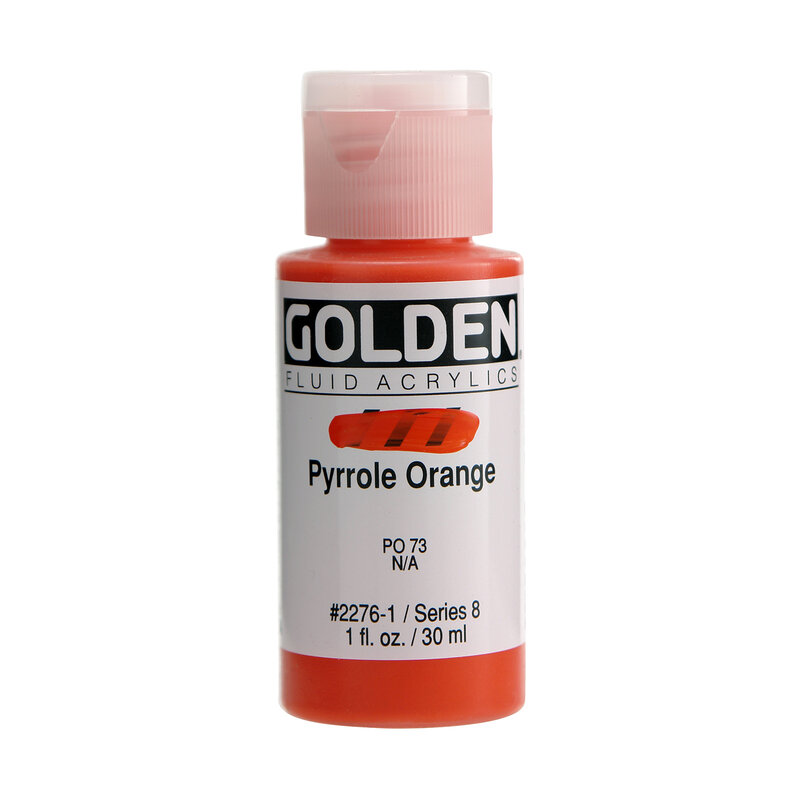Golden Fluid Acrylics, 1 oz. Bottles, Pyrrole Orange