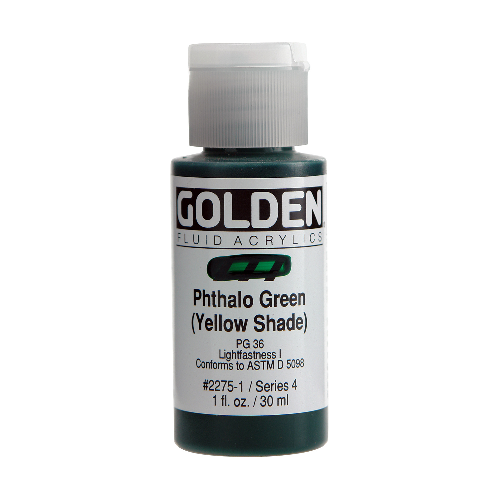 Golden Fluid Acrylics, 1 oz. Bottles, Pthalo Green (Yellow Shade)