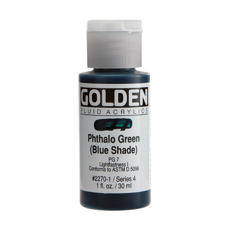 Golden Fluid Acrylics, 1 oz. Bottles, Pthalo Green (Blue Shade)