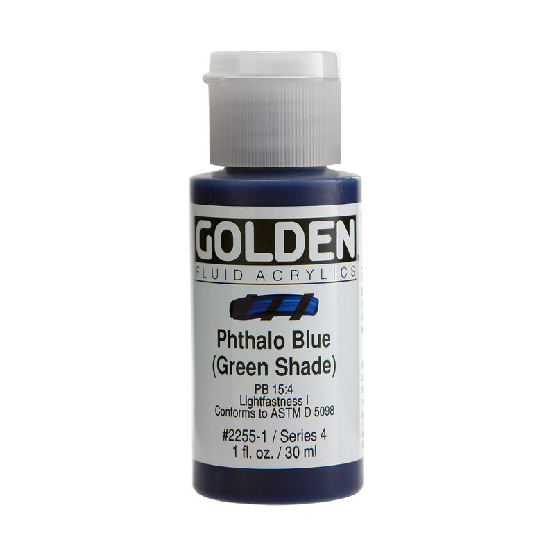 Golden Fluid Acrylics, 1 oz. Bottles, Pthalo Blue (Green Shade)