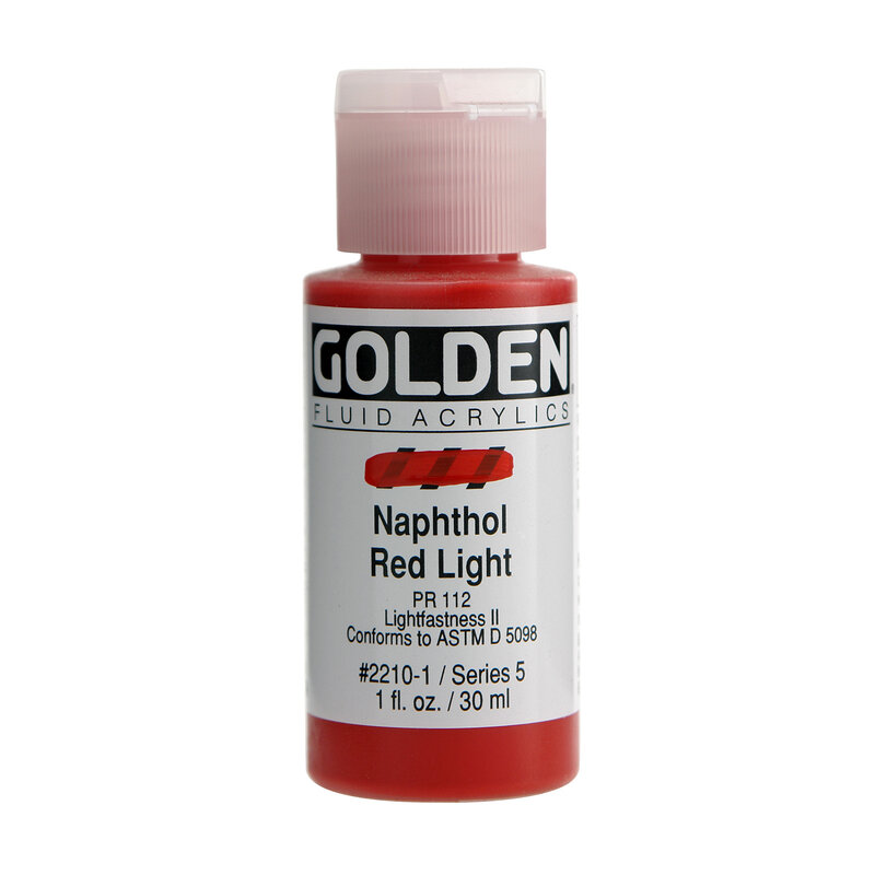 Golden Fluid Acrylics, 1 oz. Bottles, Naphthol Red Light