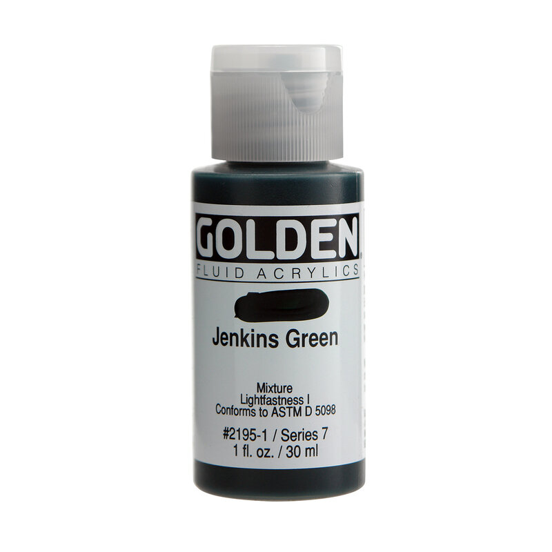 Golden Fluid Acrylics, 1 oz. Bottles, Jenkins Green