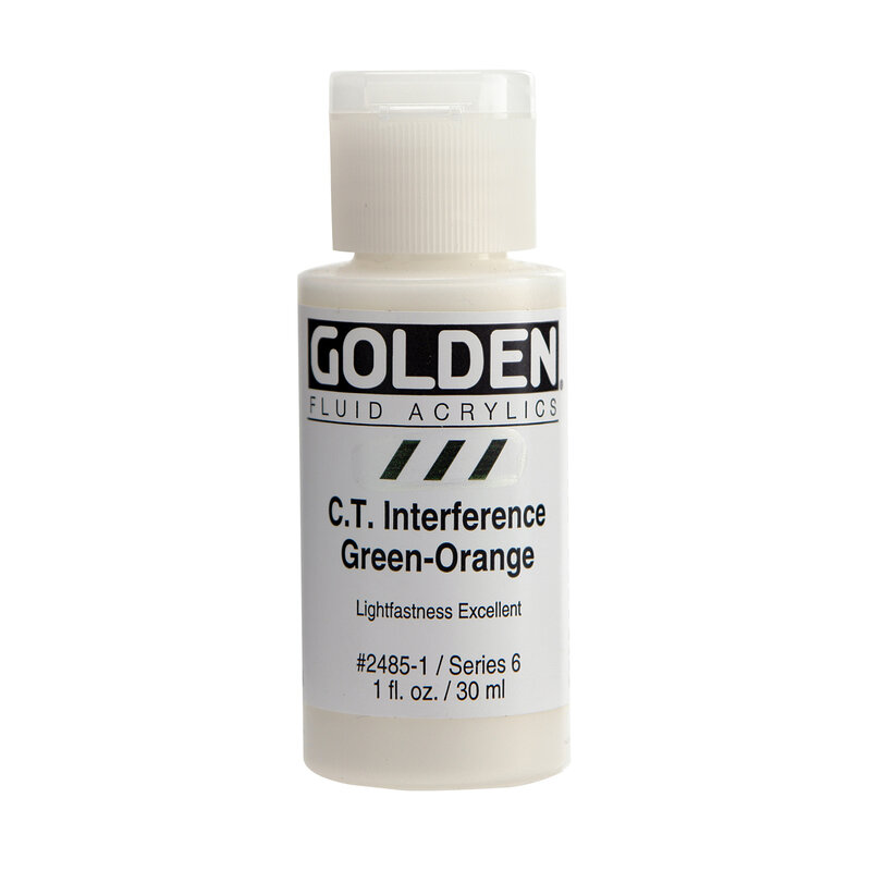Golden Fluid Interference Colors, 1 oz. Bottles, Interference Green-Orange