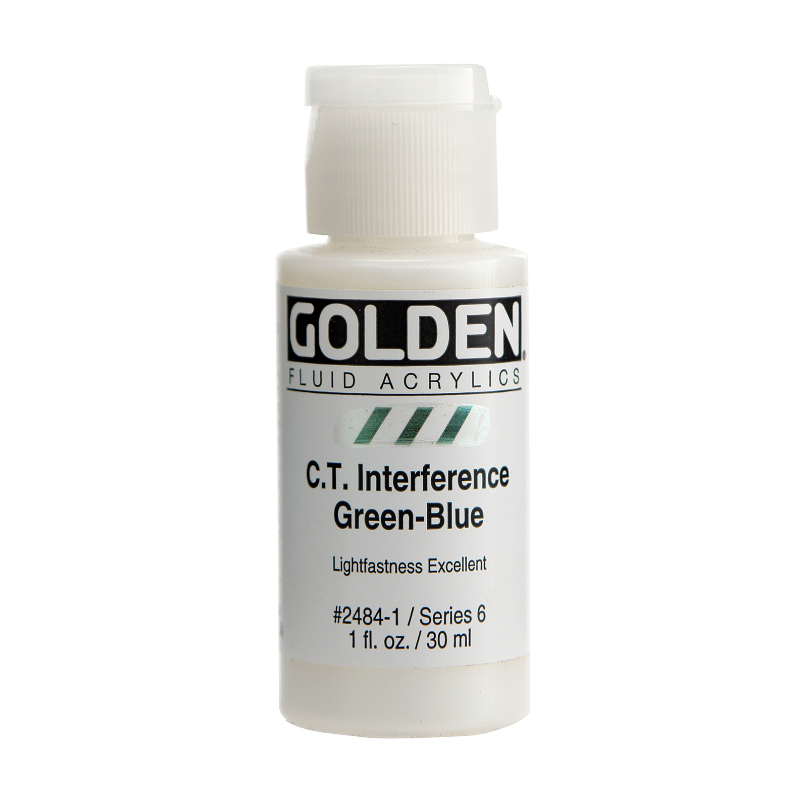 Golden Fluid Interference Colors, 1 oz. Bottles, Interference Green-Blue