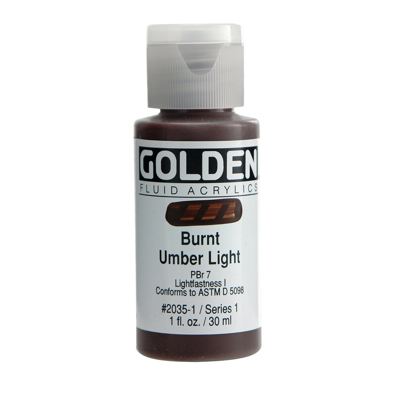 Golden Fluid Acrylics, 1 oz. Bottles, Burnt Umber Light