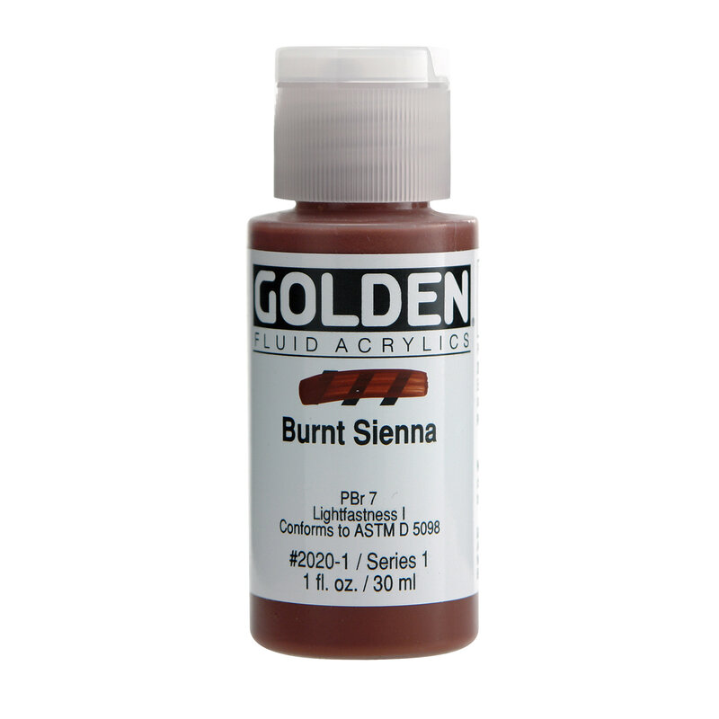 Golden Fluid Acrylics, 1 oz. Bottles, Burnt Sienna