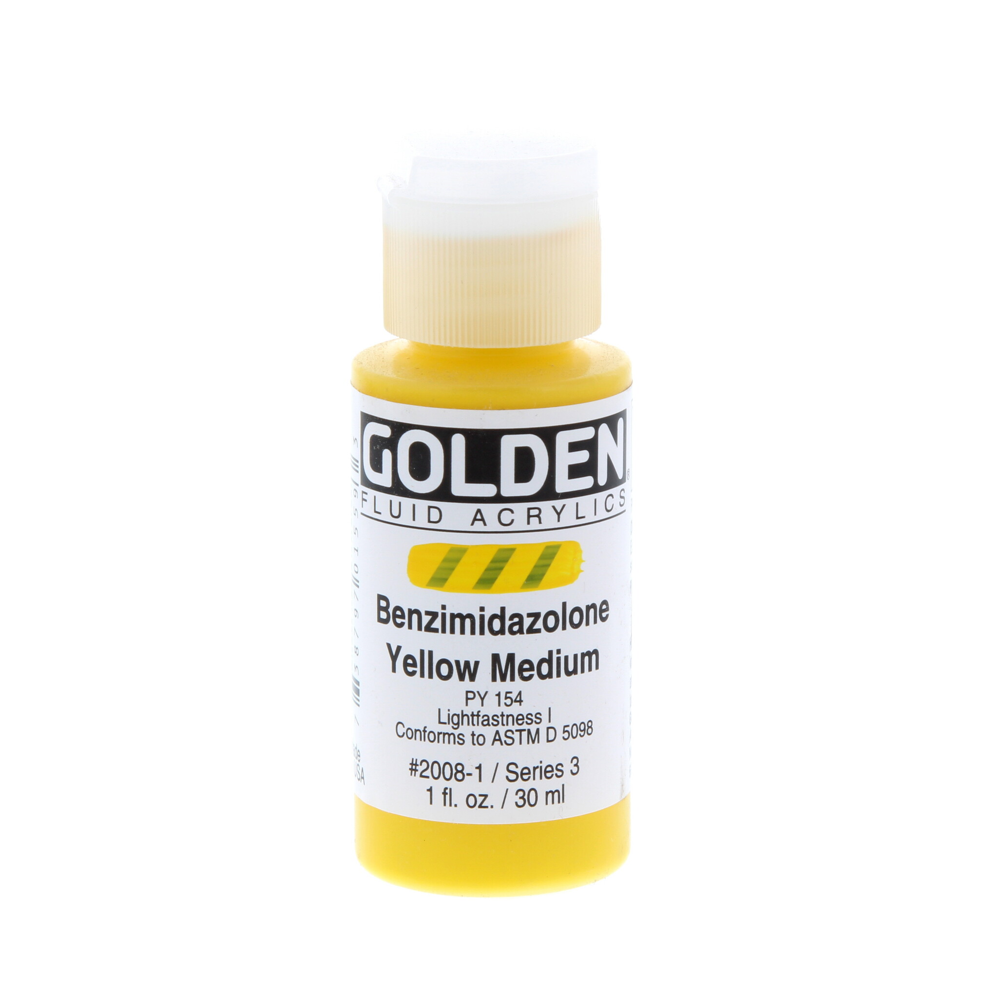 Golden Fluid Acrylics, 1 oz. Bottles, Benzimidazolone Yellow Medium