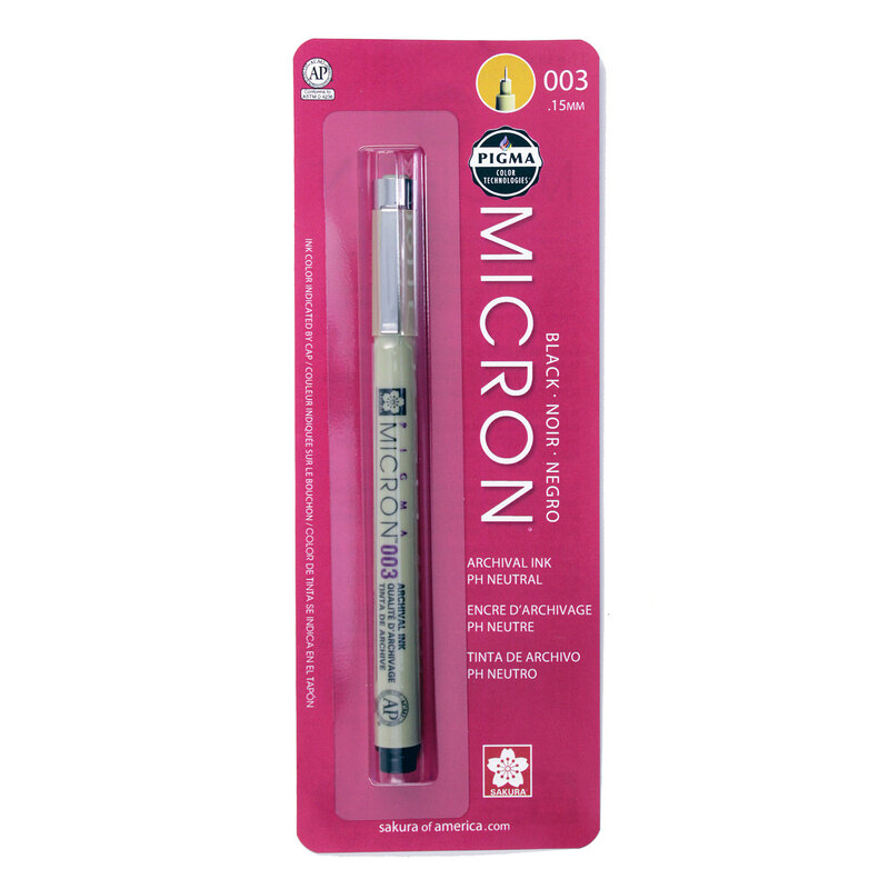 Sakura Pigma Micron Pens, .15mm - Carded, .15mm - Black