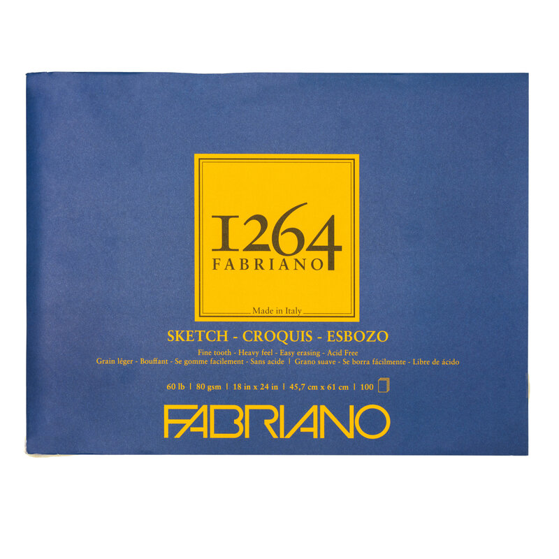 Fabriano 1264 Sketch Pads, Glue-Bound, 18" x 24"