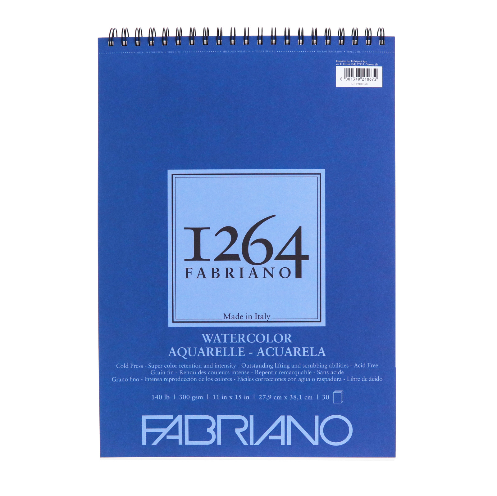 Fabriano 1264 Watercolor Pads, Spiral-Bound, 11" x 15"