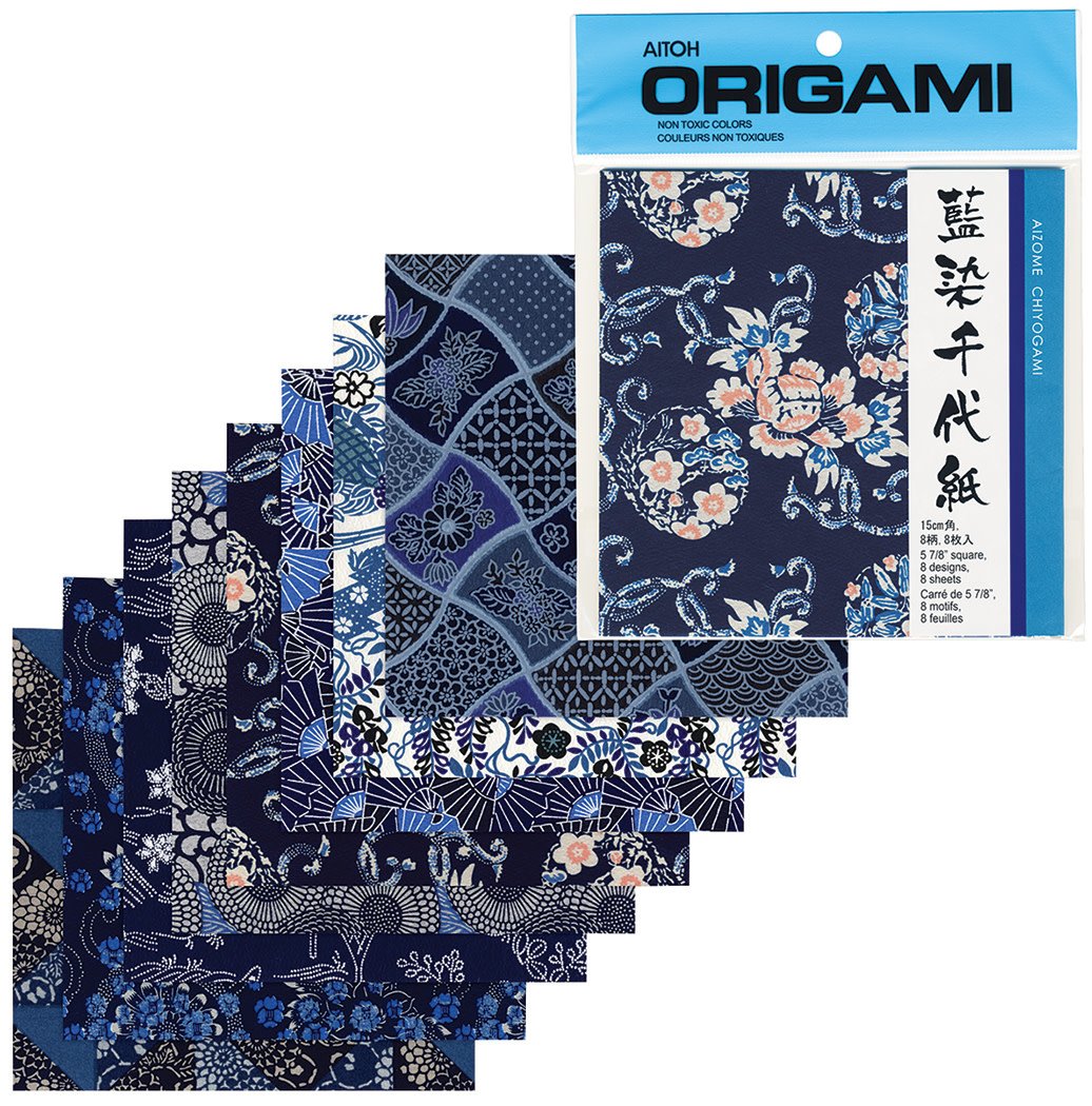 Aitoh Chiyogami Washi Paper 6in Square, 8 Sheets