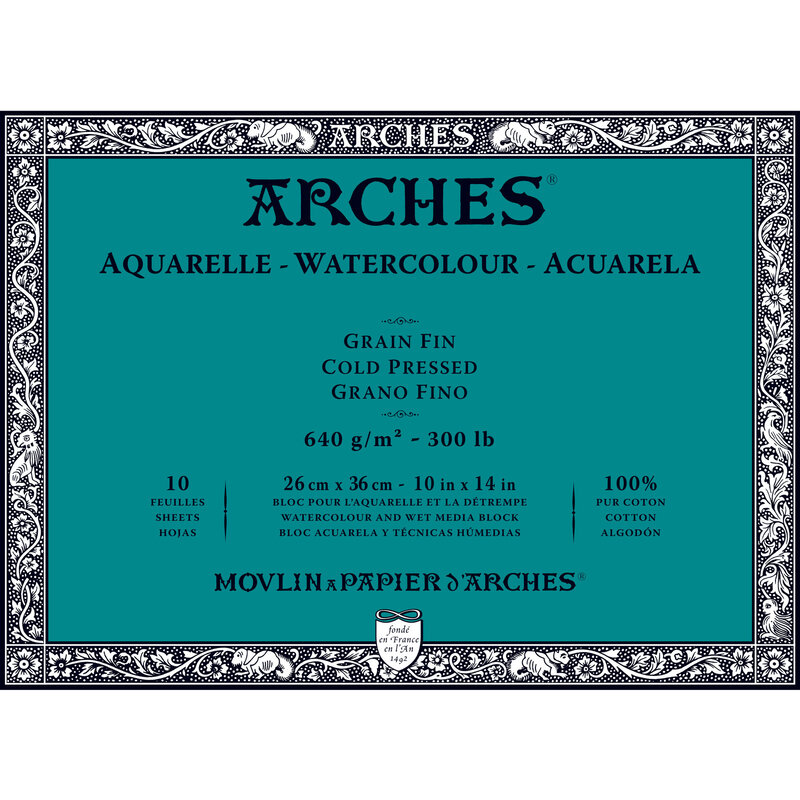 Arches 300 lb. Watercolor Blocks, 10x14, 10 Sheets