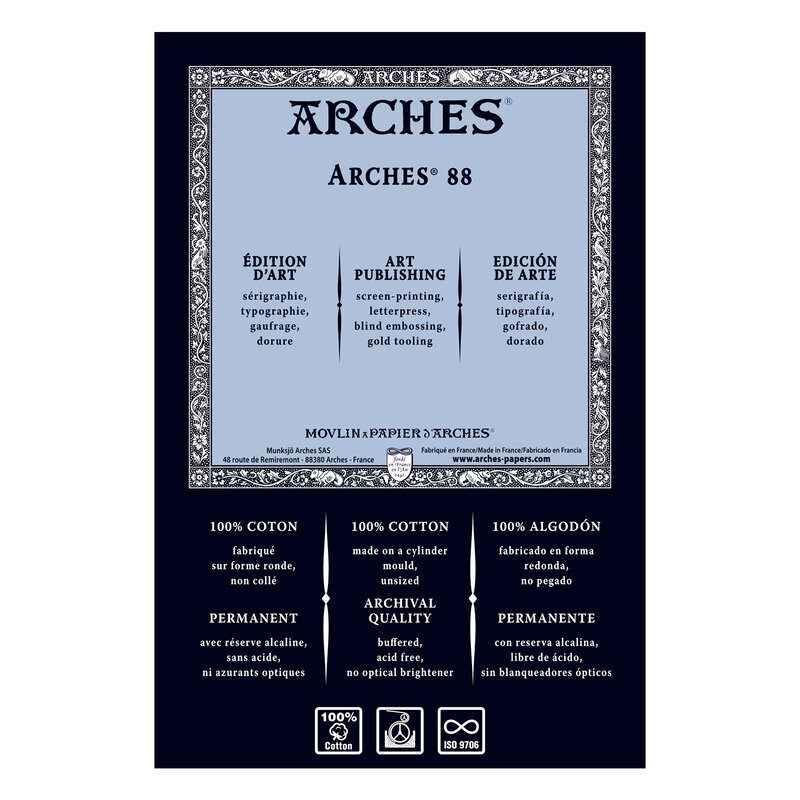 Arches 88 Silkscreen Sheets, 22x30, 10 Sheets