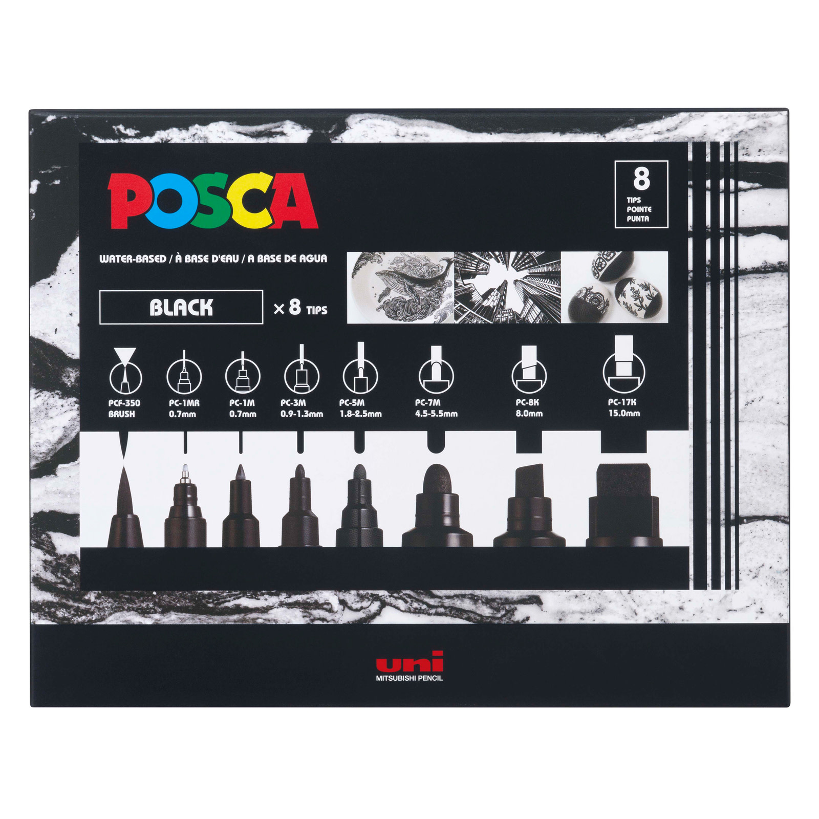 POSCA POSCA Paint Marker Sets ALL SIZES SET/8 BLACK