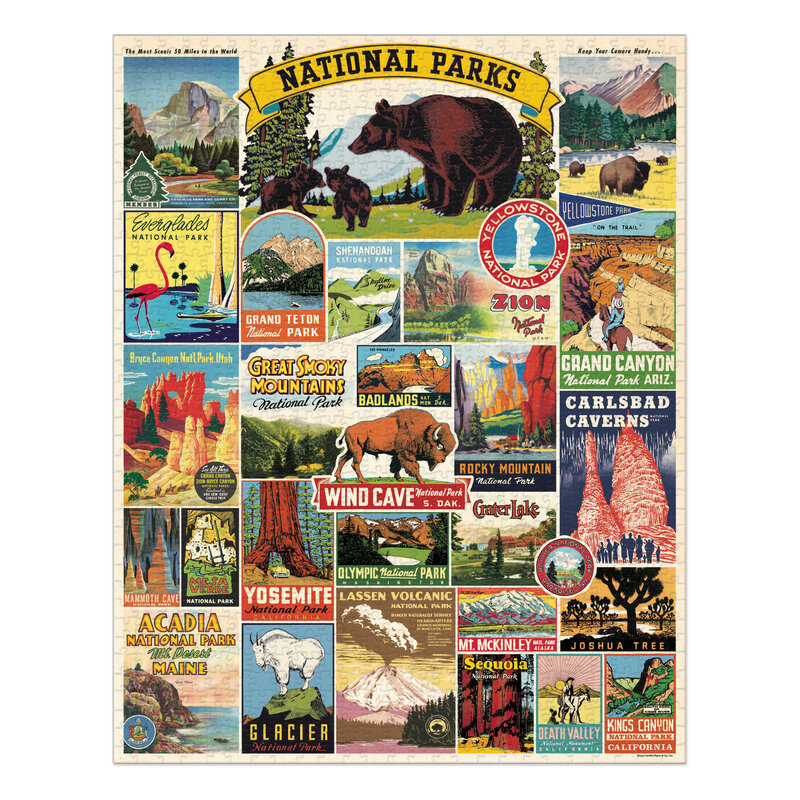 Cavallini & Co. Vintage Inspired 1,000-Piece Puzzle, National Parks