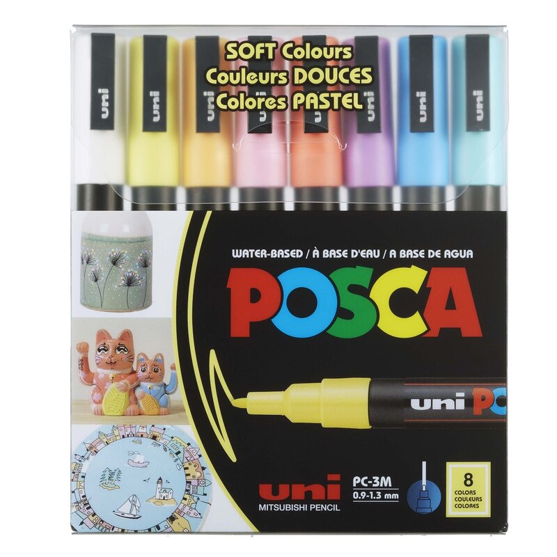 Posca POSCA Paint Markers-3M FINE SET/8 SOFT CLR