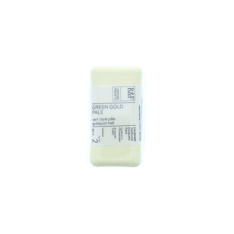 R&F Handmade Paints Encaustic Paint Cakes Green Gold Pale40ML