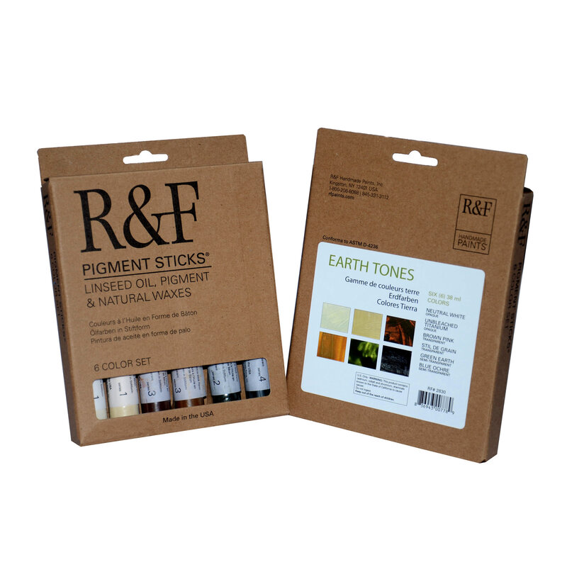 R&F Handmade Paints Pigment Stick Sets of 6-Color Earth Tones