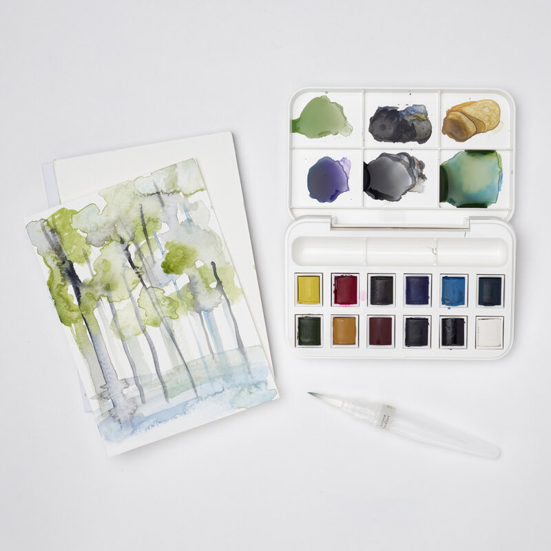 Winsor & Newton Cotman Watercolor & Water Brush Pocket Set