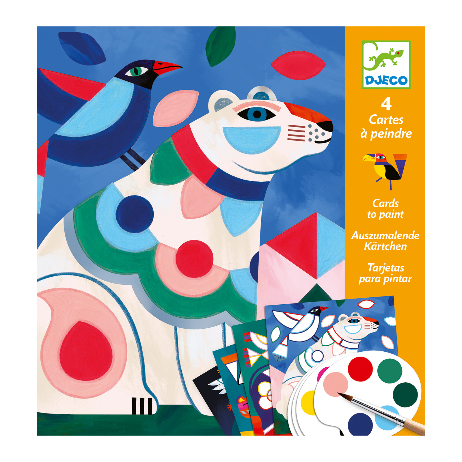 DJECO Fanciful Bestiary Watercolor Painting Cards Activity Kit