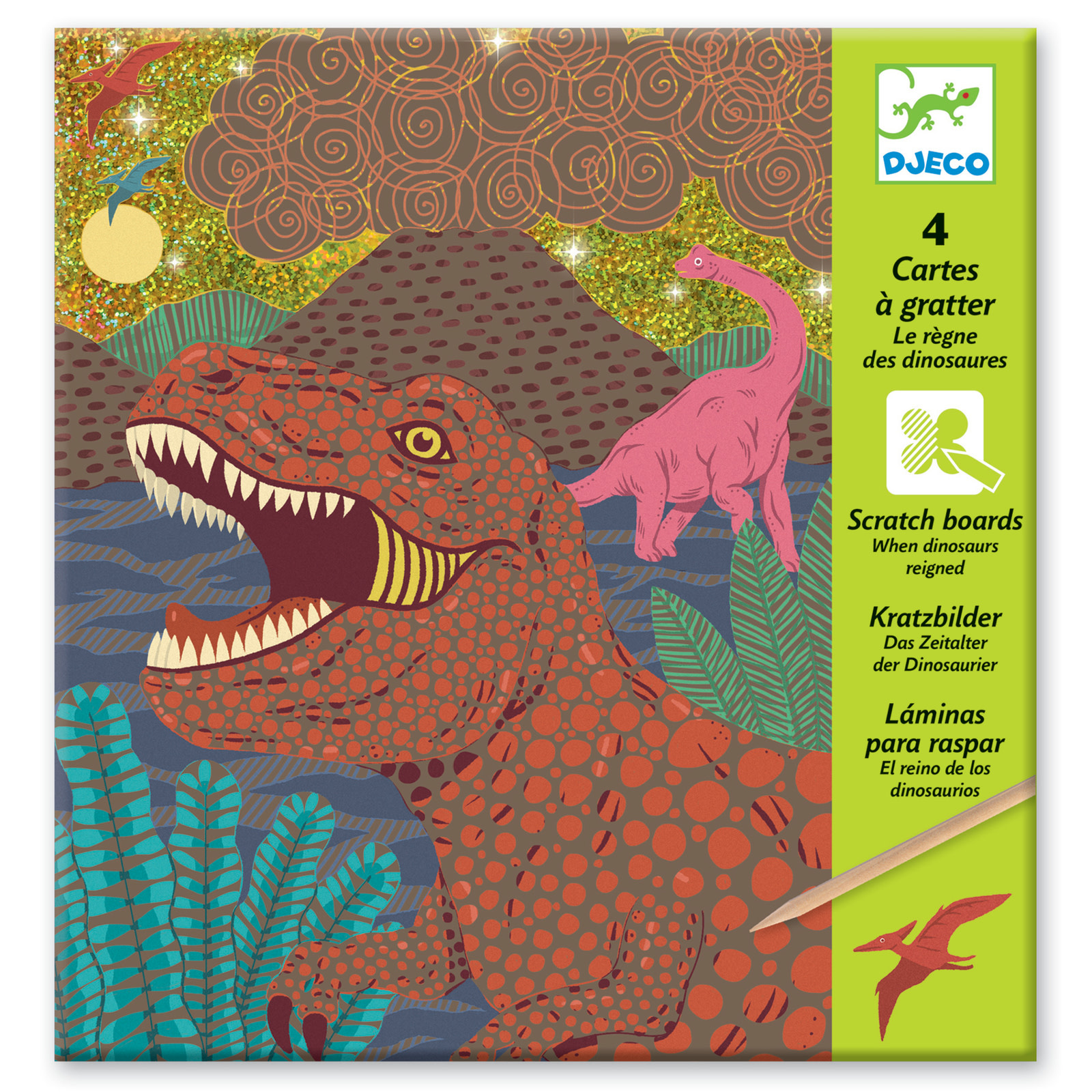 DJECO Scratch Card Kits, When Dinosaurs Reigned Kit