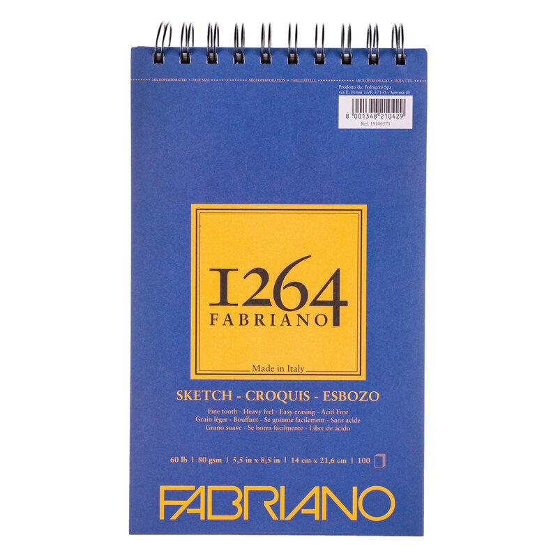 Fabriano 1264 Sketch Pads, Spiral-Bound, 5.5" x 8.5"