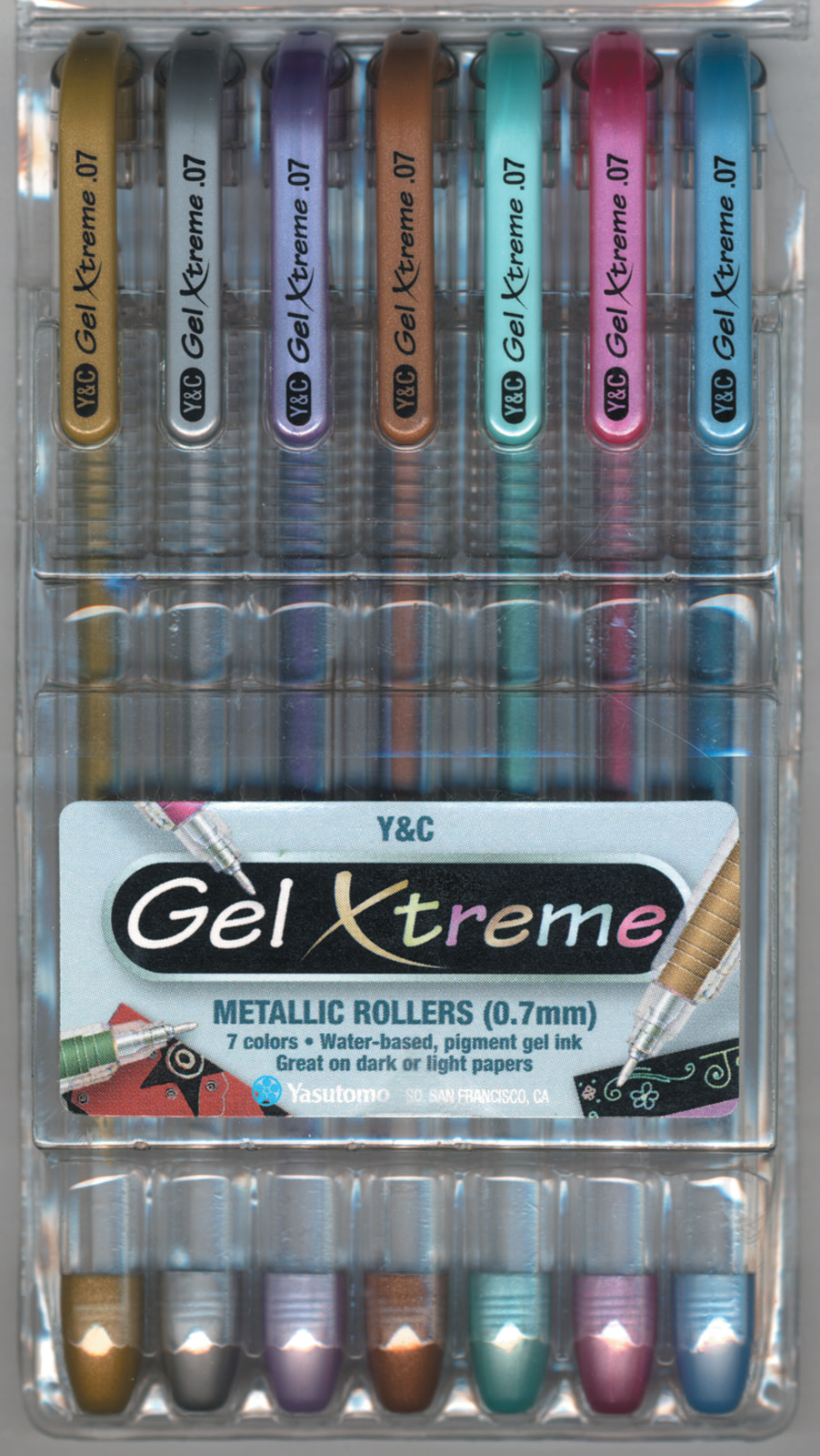 Yasutomo Gel Xtreme 7-Color Metallic Pen Set
