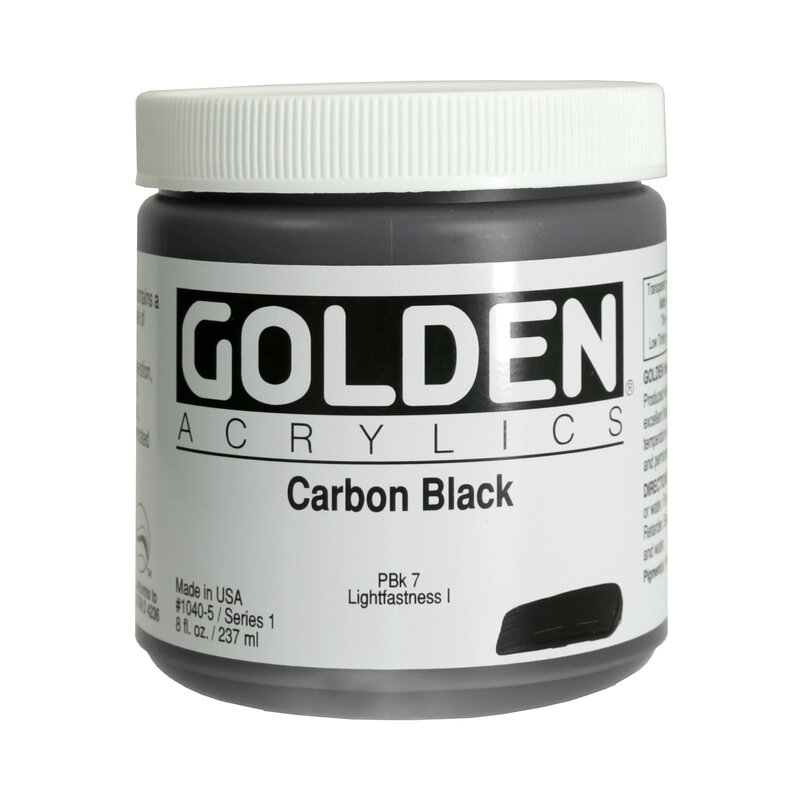 Golden Heavy Body Acrylics, 8 oz. Jars, Carbon Black