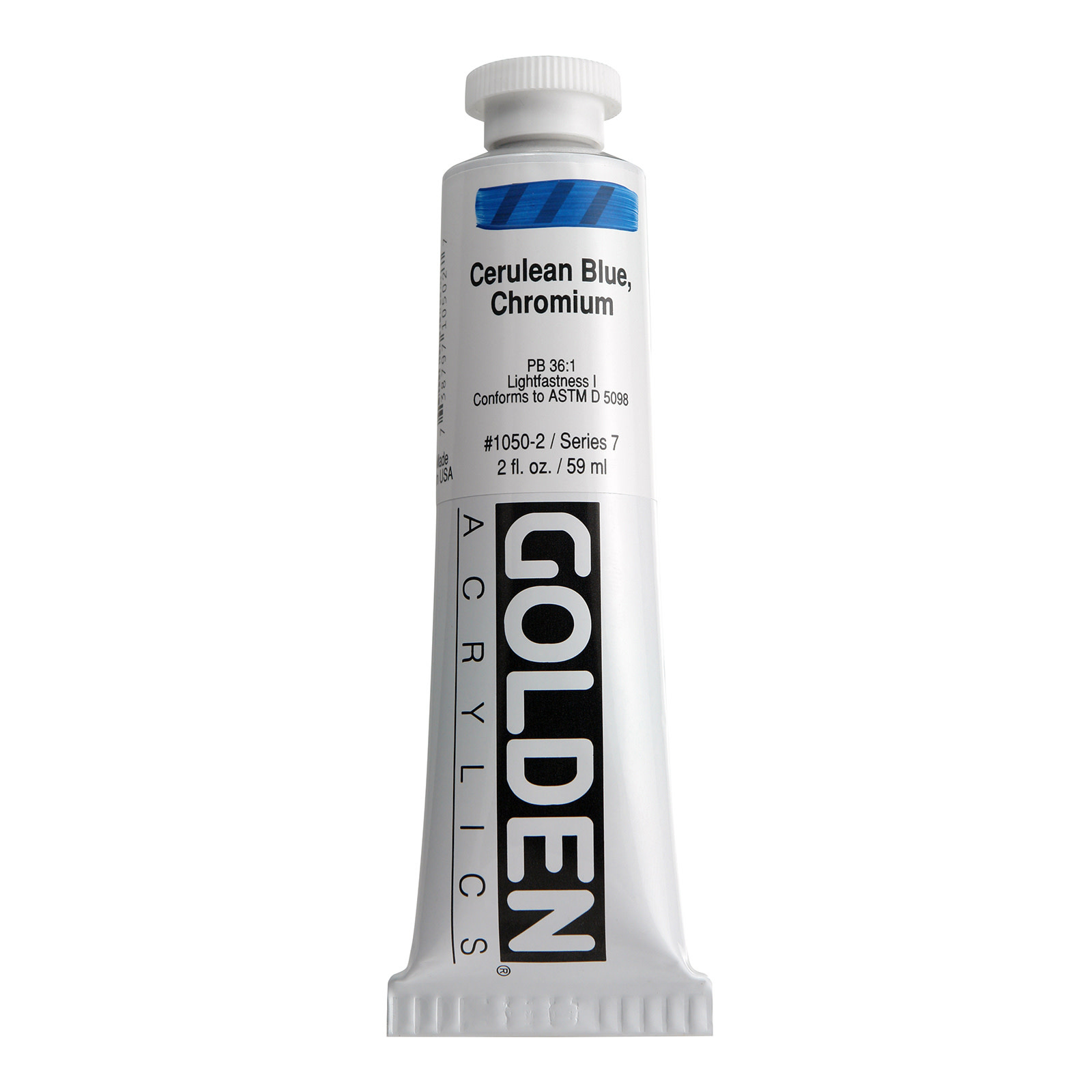 Golden Heavy Body Acrylics, 8 oz. Jars, Cerulean Blue, Chromium