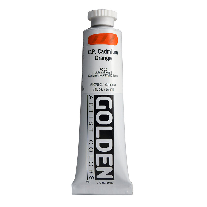 Golden Heavy Body Acrylics, 2 oz. Tubes, Cadmium Orange