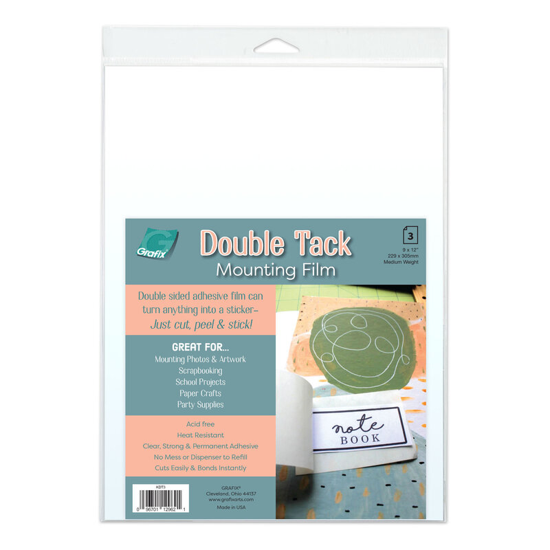 Grafix Double Tack Mounting Film, 9" x 12" 3-Sheet