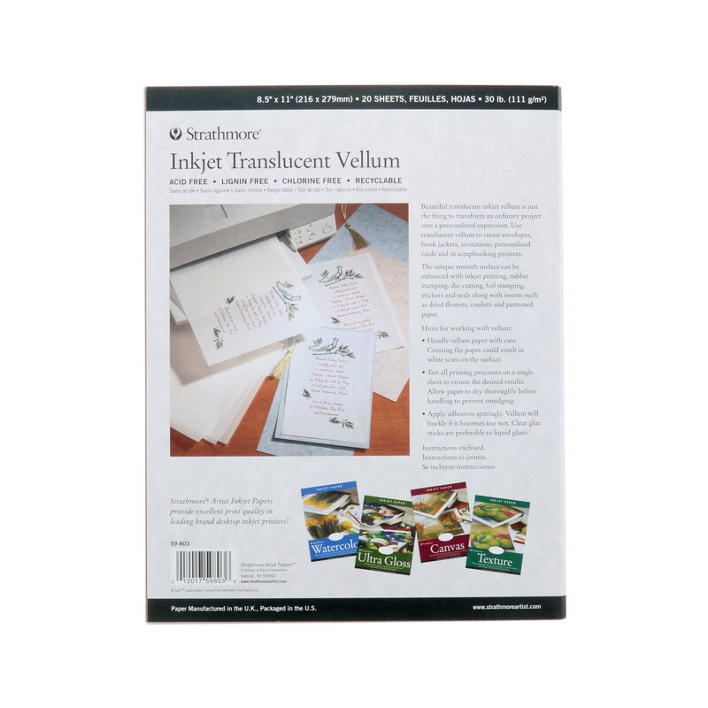 Strathmore Translucent Vellum Sheets, Inkjet - Natural, 20 Shts8.5X11 20SH