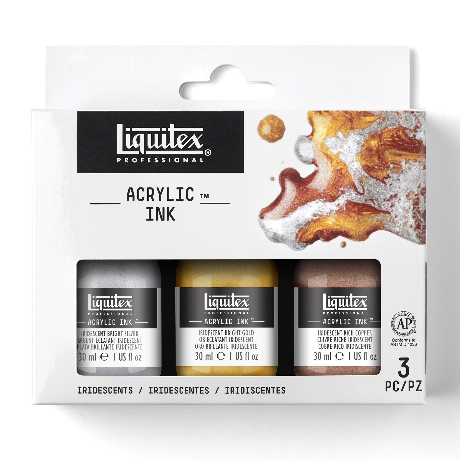 Liquitex Professional Acrylic Ink Sets, 3-Color Iridescent Set - 30ml Jars