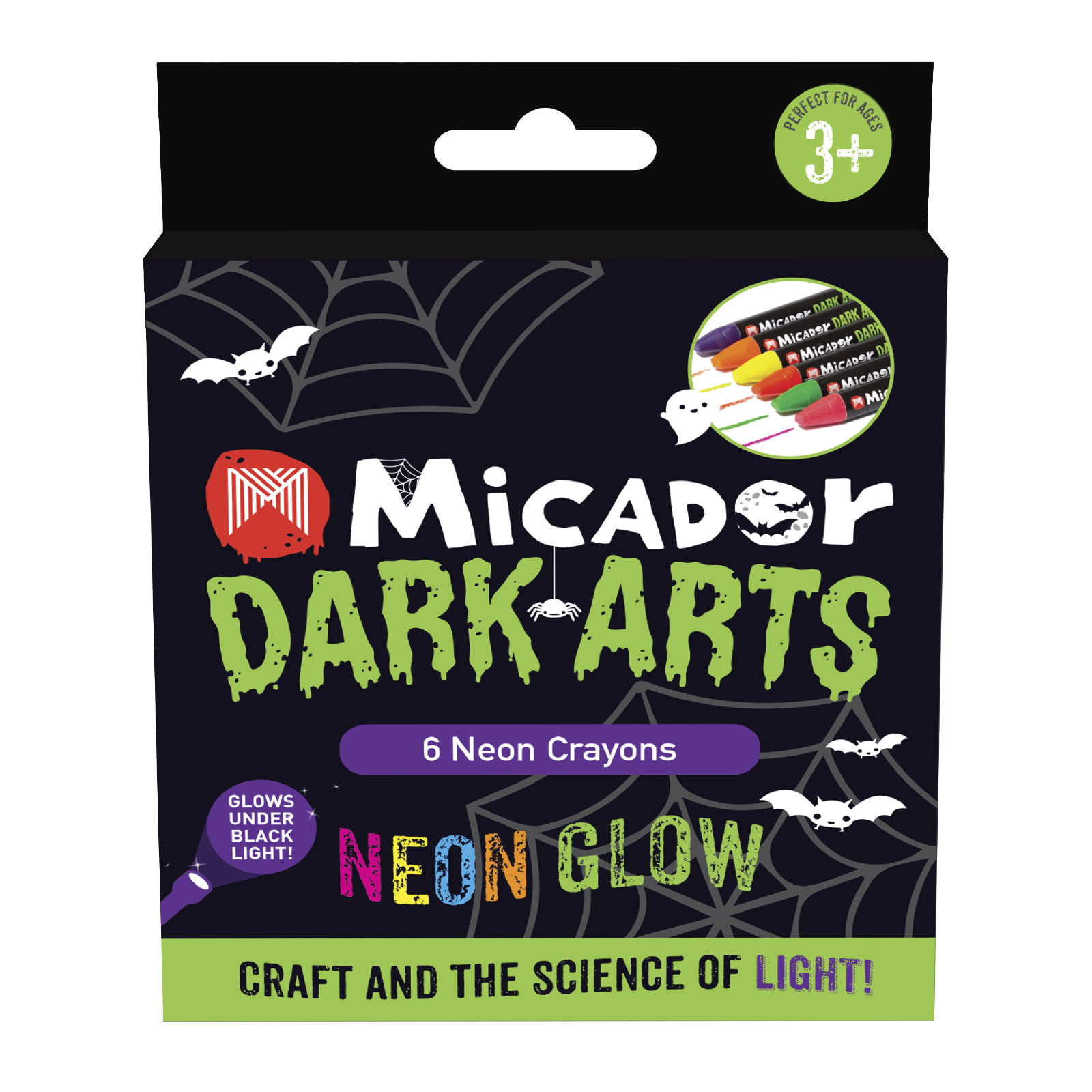 Micador Dark Arts Neon Glow Crayons Pack